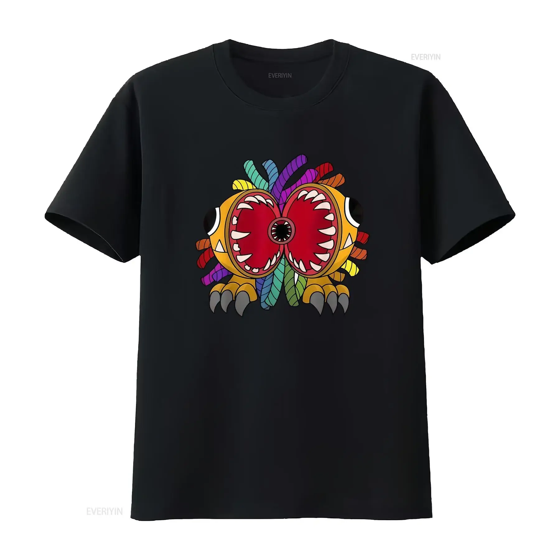 Yarnaby Nightmare Plush Critters T Shirt for Cool Colorful Monster Print Fashion vintage Washed Breathable Soft Casual homme