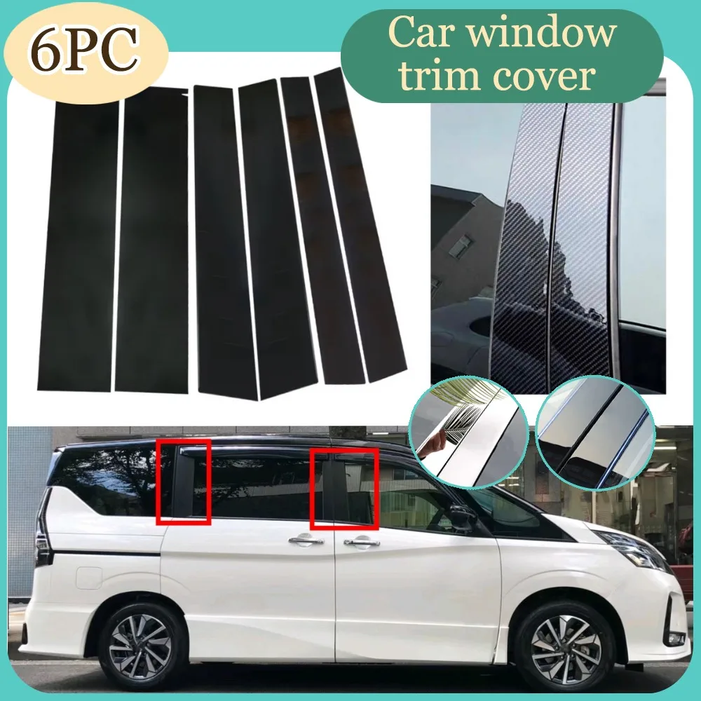 

Fit For Nissan Serena C27 2017 2018 2019 2020 2021 Silver Glossy Black Pillar Posts Door Side Window Trim Decor Sitkcer Cover