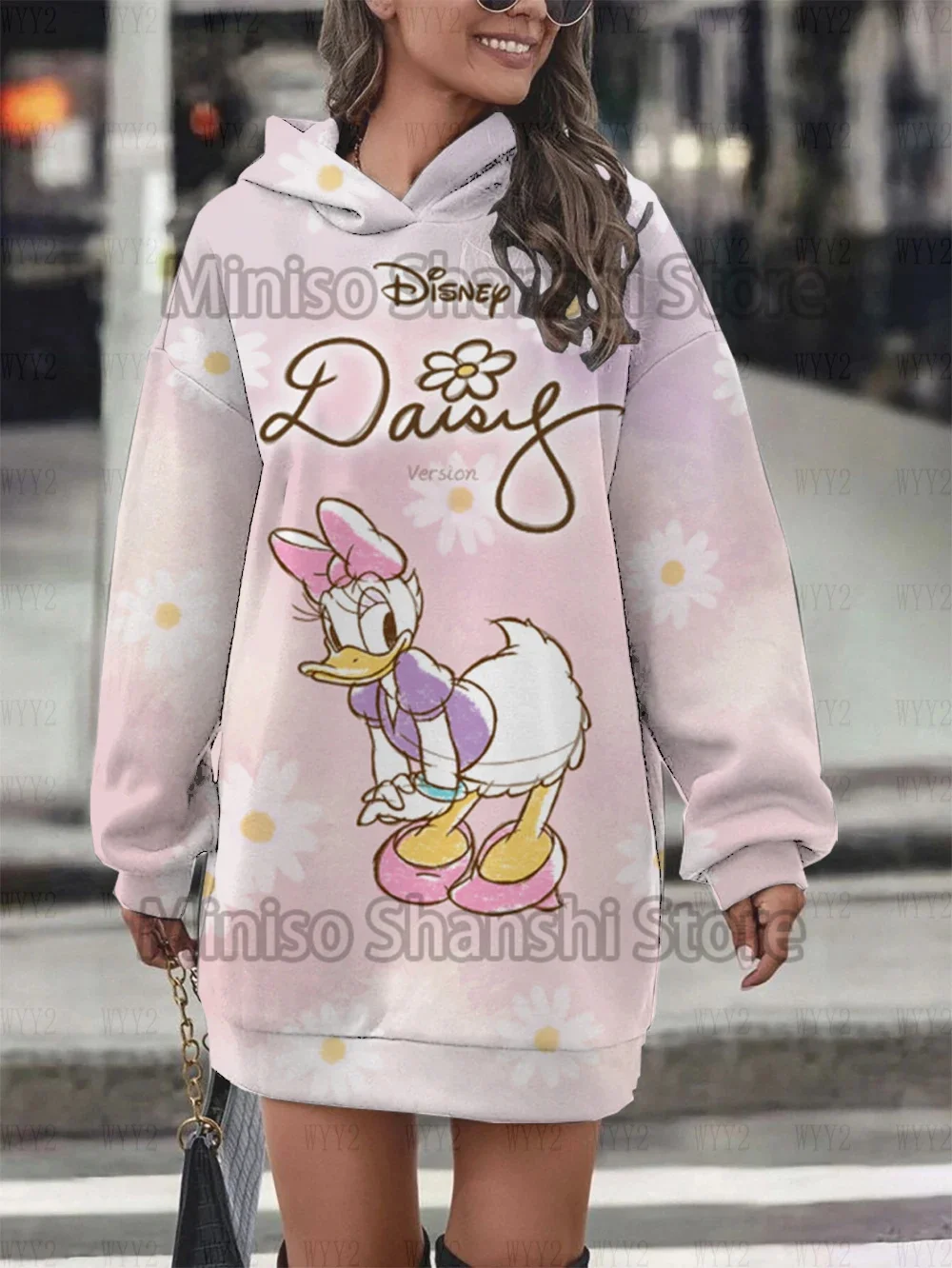 Vestido con capucha de Disney para mujer, ropa informal de calle minimalista, top de cumpleaños a la moda, sudaderas con capucha 3d de manga larga, novedad de 2024