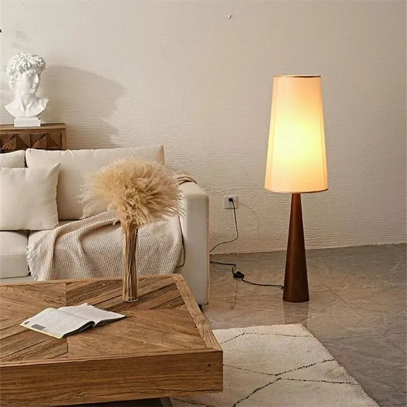 Danish Floor Lamp Designer Wabi-sabi Teak Lamp LED E27 Art Decorative Living Room Study Bedroom Cafe night stand light