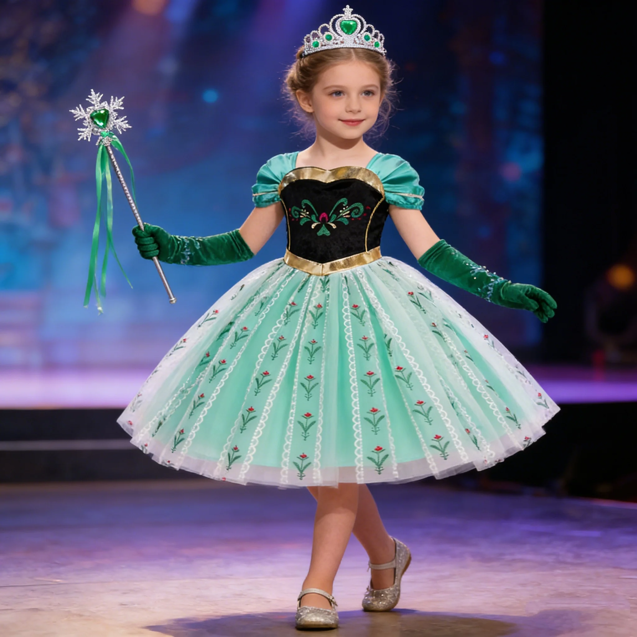 

Костюм принцессы Анны для детей с полной расцветкой, нарядное платье для дня рождения, карнавала, вечеринки, выпускного, одежда для ролевых игр для малышей