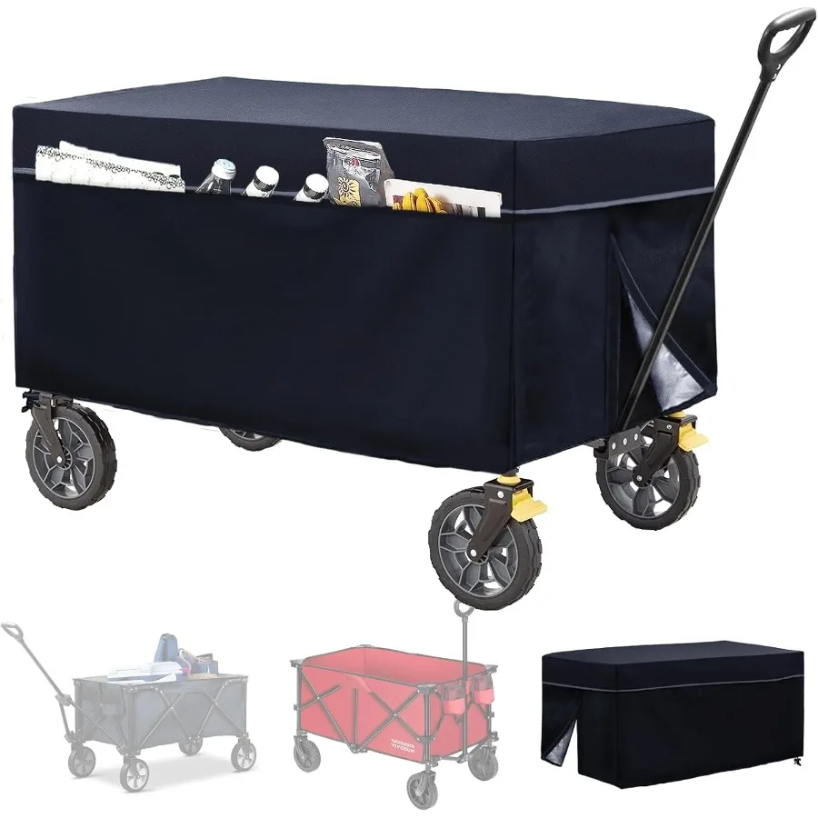 

Folding Wagon Cover Garden Wagon Covers D22 x W38 x H20 High Density Waterproof Outdoor Utility Wagon Cart Cover Cover only Bla