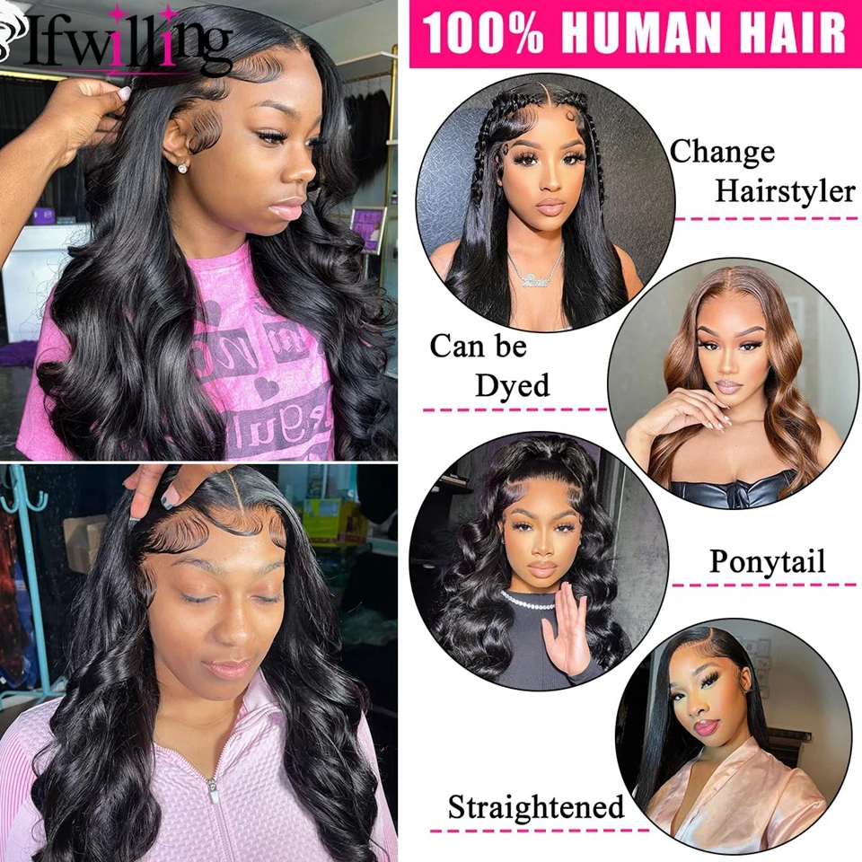 Body Wave Lace Front Pruiken Menselijk Haar 13X4 Hd Lace Front Pruiken Menselijk Haar Pre Geplukt 180 Dichtheid Lijmloze Frontale Pruiken Voor Vrouwen