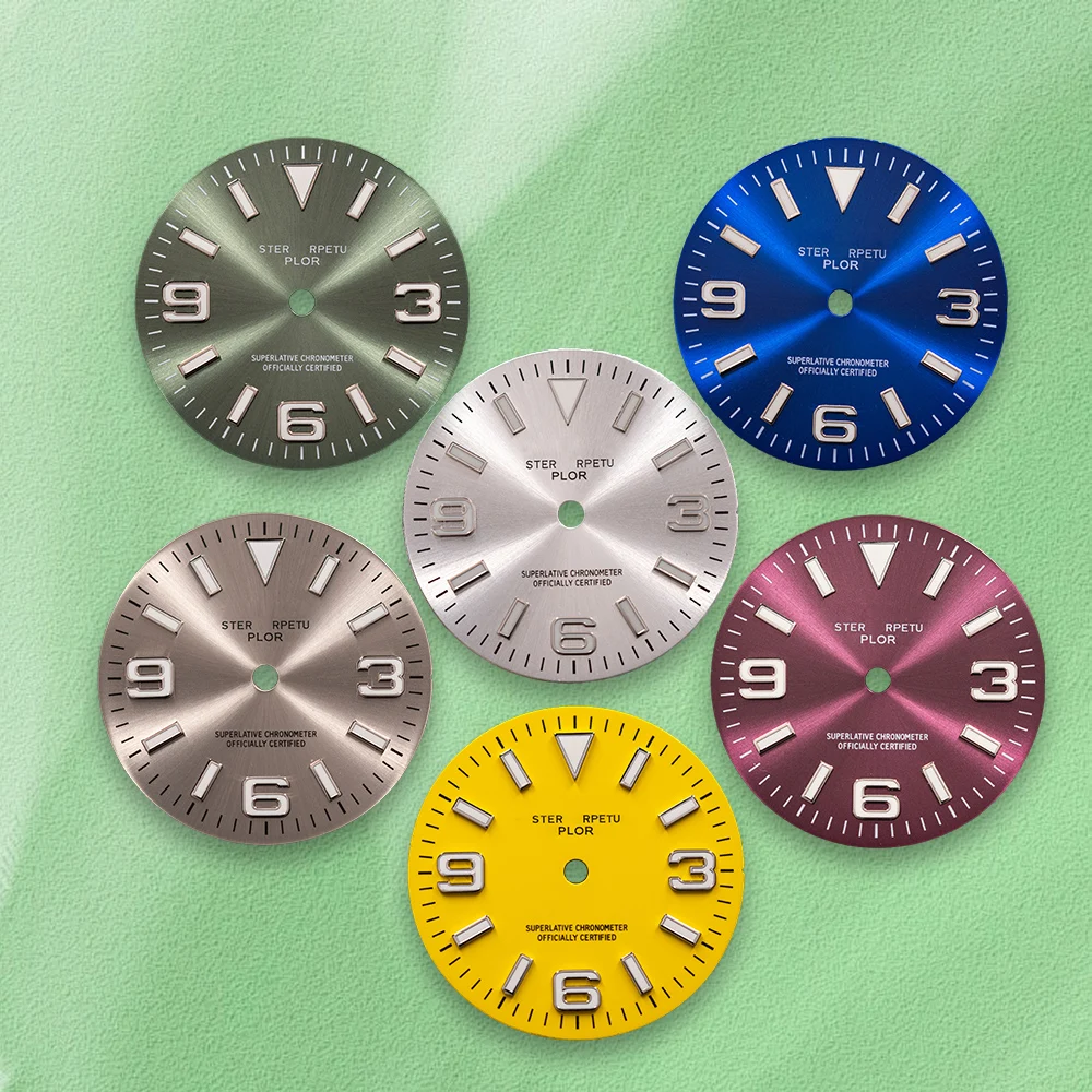 28.5 مللي متر S شعار E-xplorer الهاتفي الجليد الأزرق Noctilucentnt مناسبة لحركة NH35/NH36 المبيعات الساخنة ساعة تعديل الملحقات