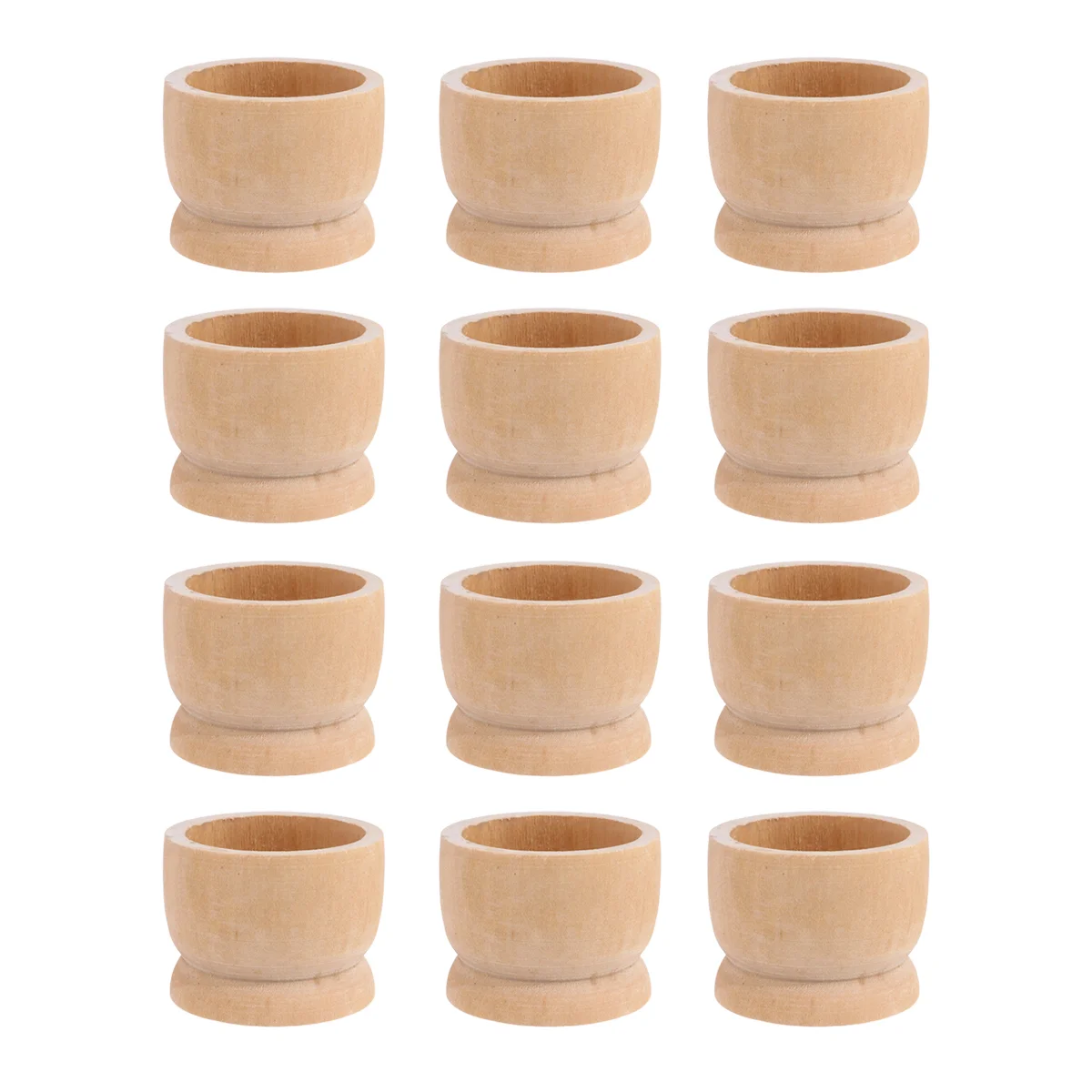 

12pcs Classic Easter Wooden Egg Holder Kids DIY Eggs Tray Tabletop Holding Cups Container Wood Storage Holder Toys Egg Tool East