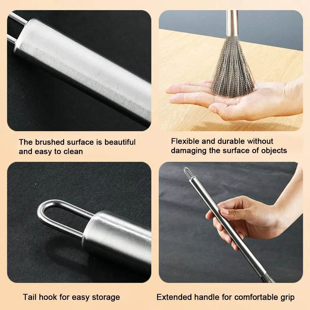 Stainless Steel Wire Wok Brush Household Steel Wire Cleaning Kitchen Hanging Brush Pot Bowl Dirt Removal Artifact Wire Brush