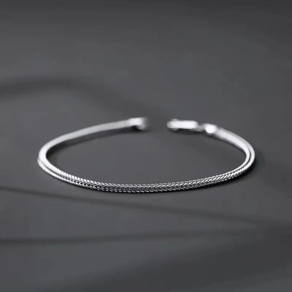 2mm Vintage Herren Weizenkette Armband Hip-Hop Silberfarben Edelstahl Schmuck Einfaches Modisches Damen Armband Accessoires – Detail 1