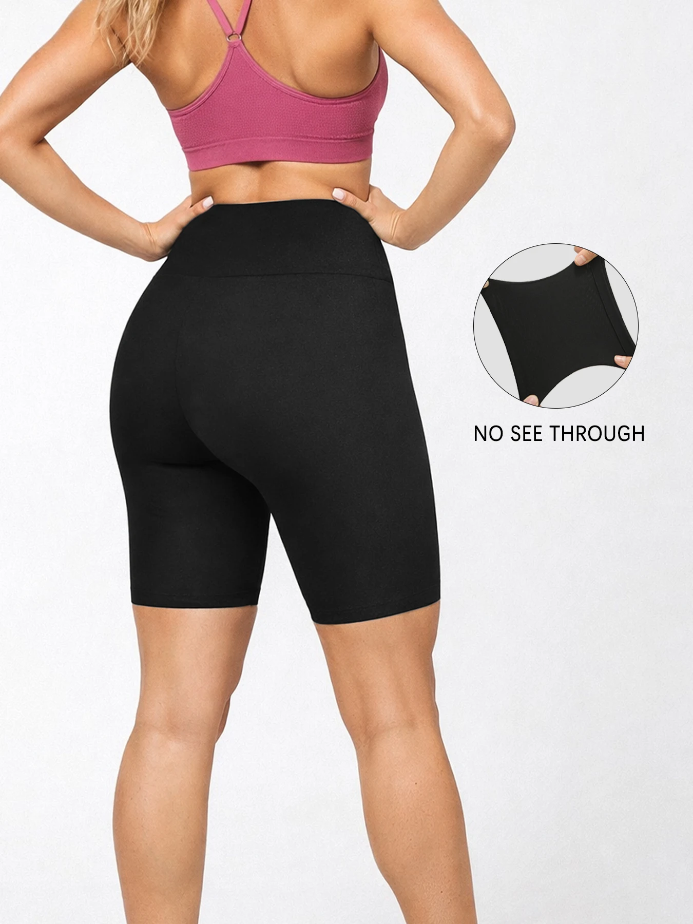 Women's Super Soft Crossover High Waisted Biker Shorts Tummy Control No See Through Workout Yoga Running Shorts
