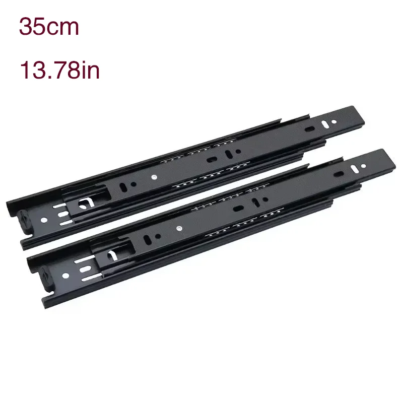 

Drawer Rail Black Cold Rolling Steel 3-Way Drawers Slide Three Section Slides 14 Inch 3 Way Sliding Tracks Furniture Rails