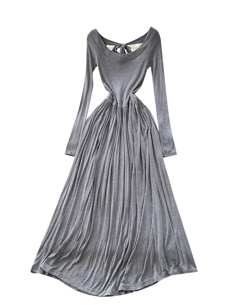 Afslanken Lange Sve Maxi Dr Dames Hoge Taille Gedrapeerd V-Ne Ci Pendelen Sle Polyestervezel A-lijn Zomer Dr