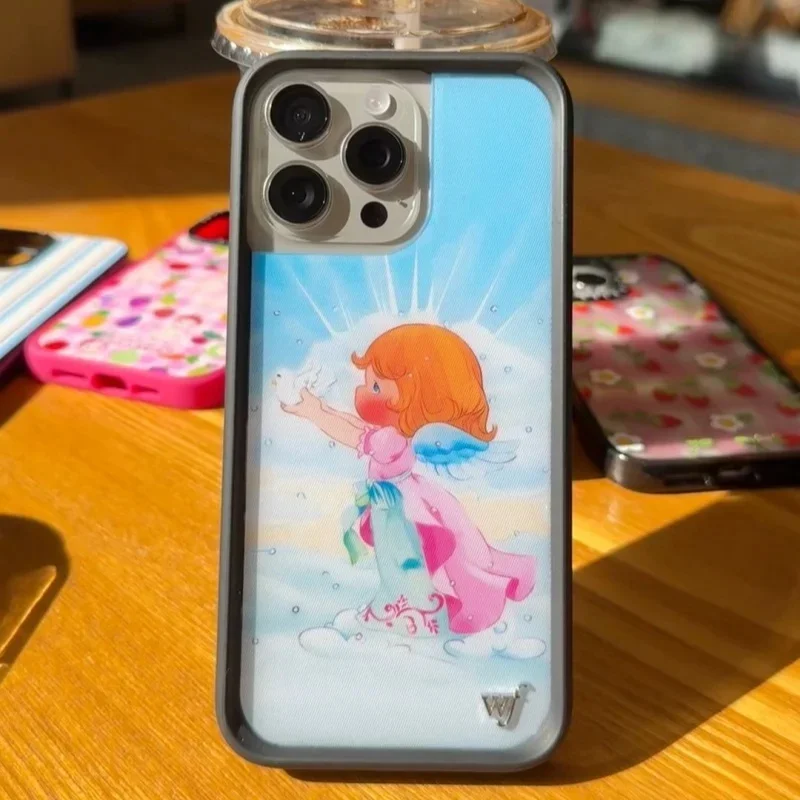 

Wildflower Cherub Precious Moments wf Phone Case for iPhone 12 13 14 15 16 Pro Max Plus 16pro WF Angel pigeon Anti-Fall Cover