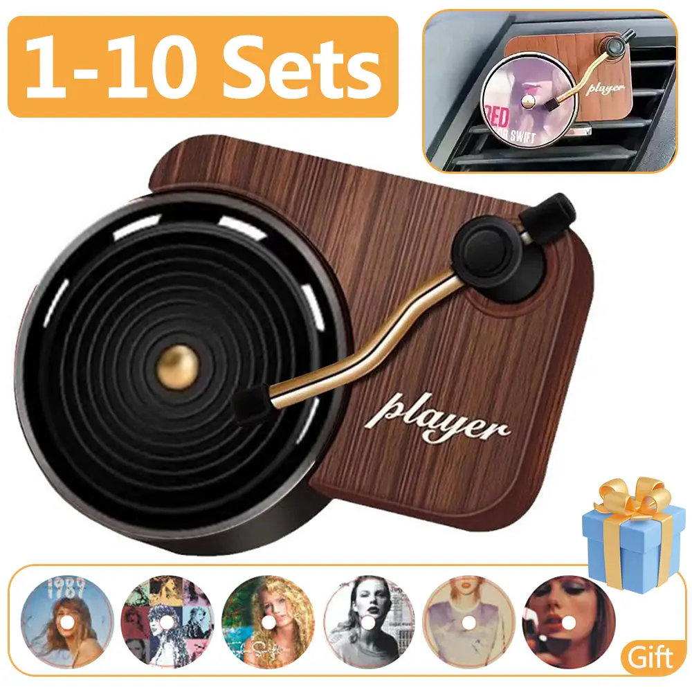 Kit de ambientador de ar para carro, tocador de gravação, clipe de perfume para carro, fonógrafo de vinil, saída de ventilação de ar, aromaterapia, difusor de cheiro