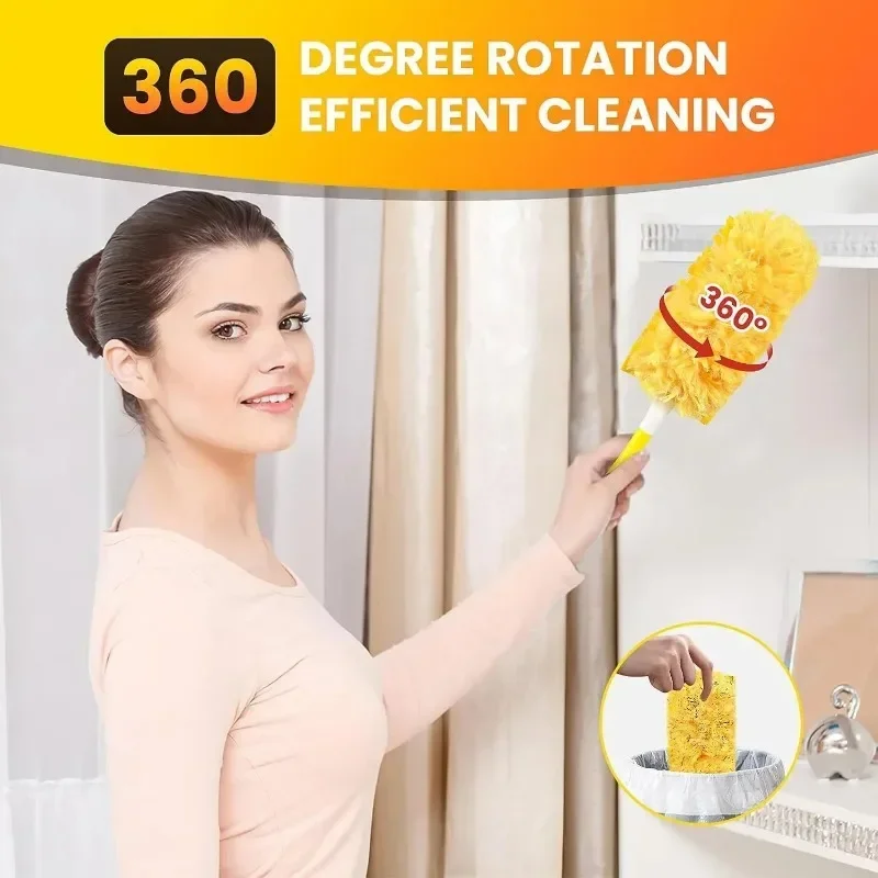 10-80PCS 360 ° Dusters Refills for Cleaning Dust Spider Web Cleaning Disposable Feather Duster Roof and Desktop Clean Tool