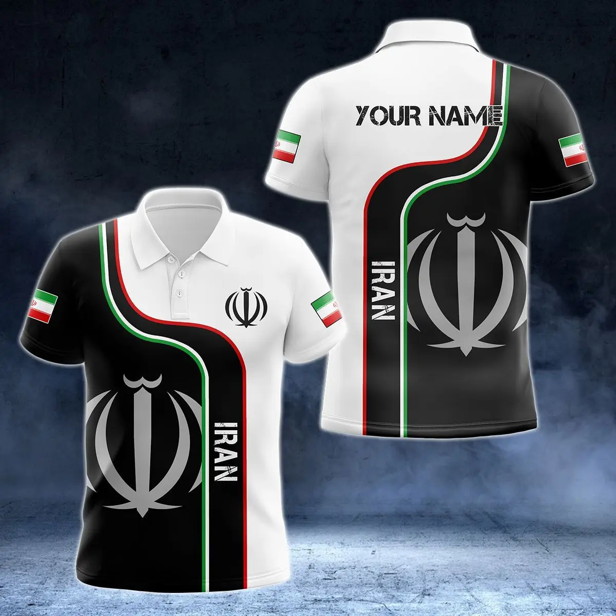 Iran Flag & Coat of Arms Customized Polo Shirt Summer Casual Streetwear Men's Fashion Loose Jersey Plus Size Sportswear