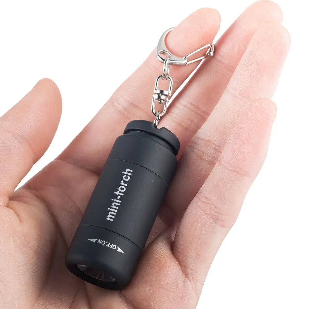 USB Charging Keychain Flashlight Mini Pocket LED Torch Rotary Switch Lamp Waterproof Flashlights Outdoor Camping Bright Lights