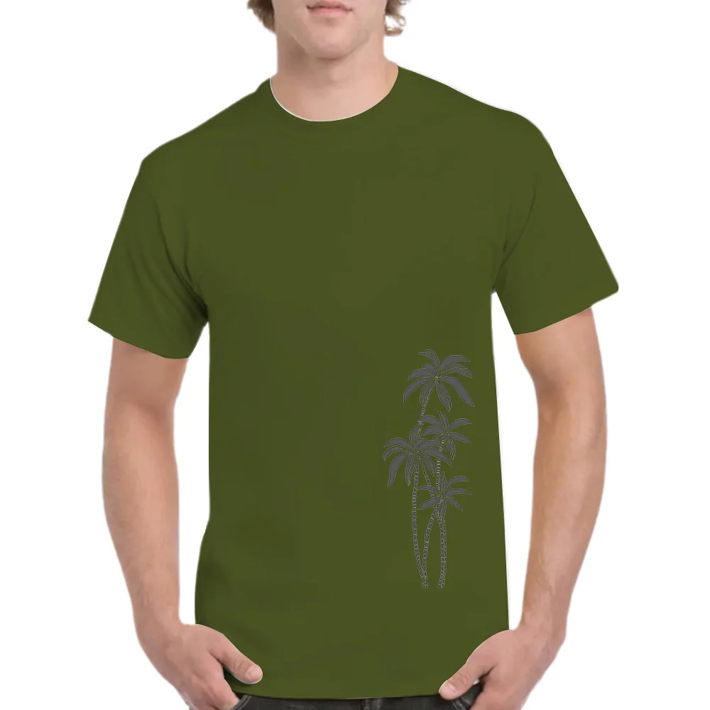 Summer Fashion Loose Outdoor T-Shirt Adult Men 2D Small Green Customizable Hand-Painted Design Service Clothing