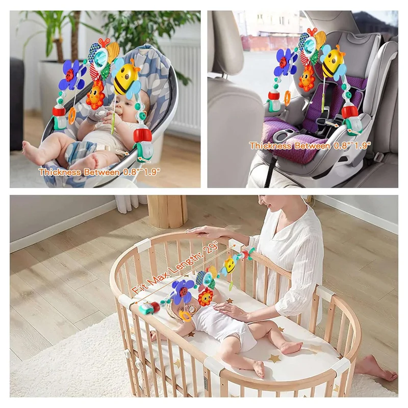 Berço de bebê B24C, berço de arco ajustável para bebês e crianças, arco de carrinho para estimular os sentidos do bebê