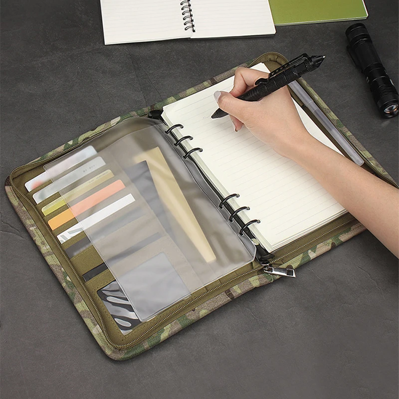 Camouflage Tactical Notebook Ring Binder Waterproof Outdoor Notebook Cover Loose-leaf Paper Notepad Diary Camping Protect Case