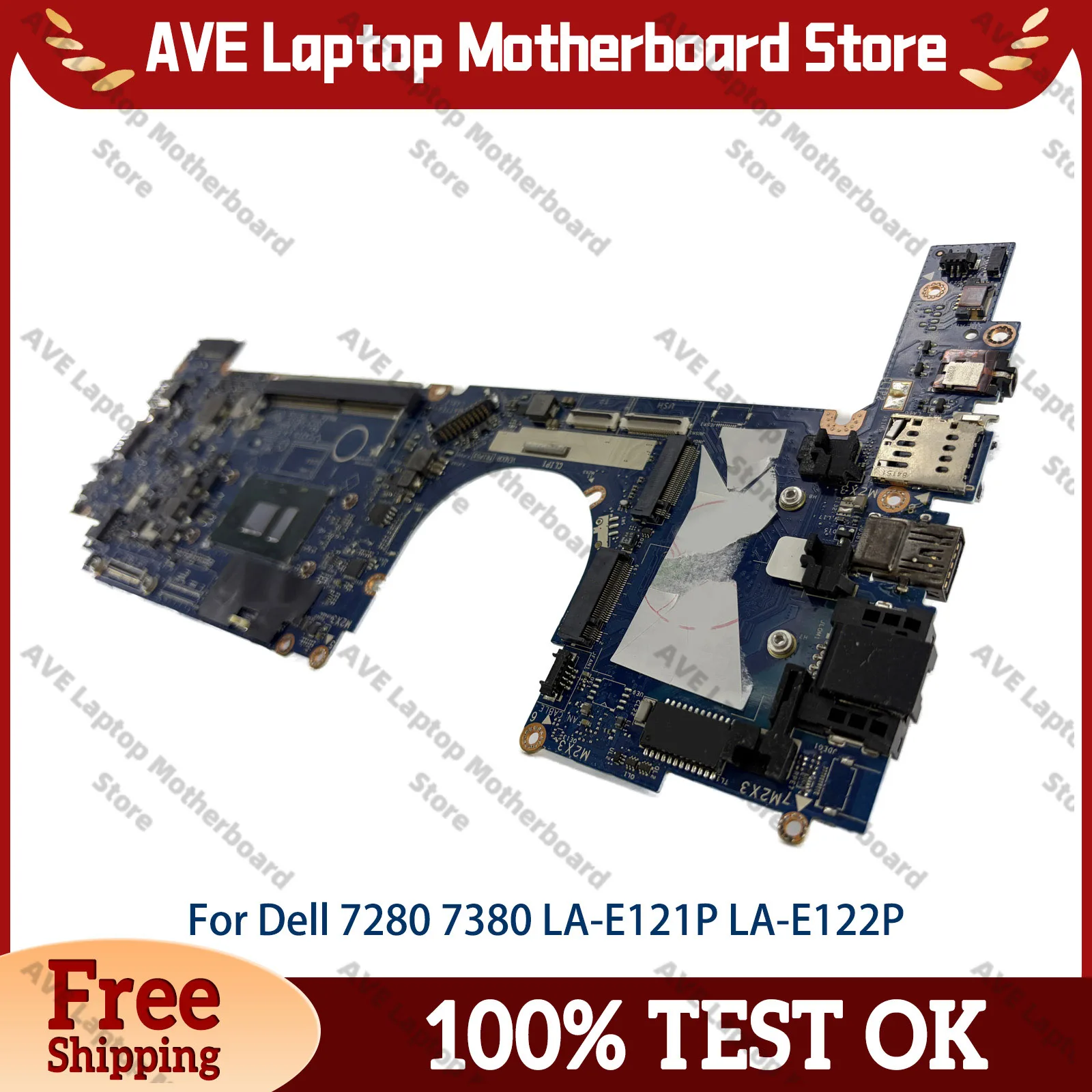 Carte mère LA-E121P LA-E122P pour ordinateur portable Dell Latitude 7280 7380, prend en charge les processeurs I5 I7 de 6e/7e génération 0R5YF6 0HP2CR, 100% testée et fonctionnelle