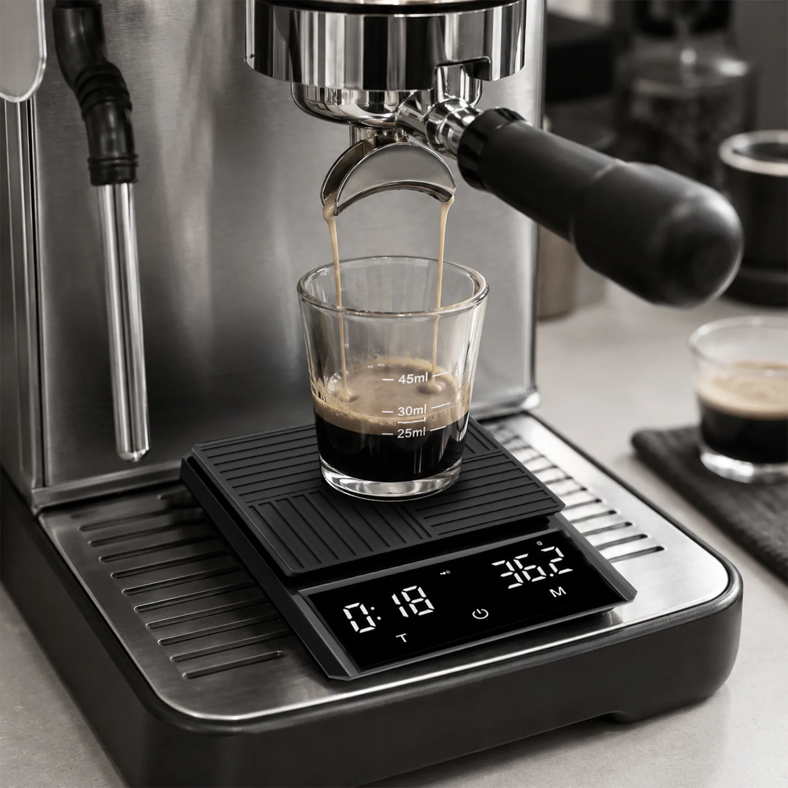 Coffee Scale JF-033 with Timer Function for Barista-Style Brewing 0.1g 3kg Capacity ABS Construction USB Powered