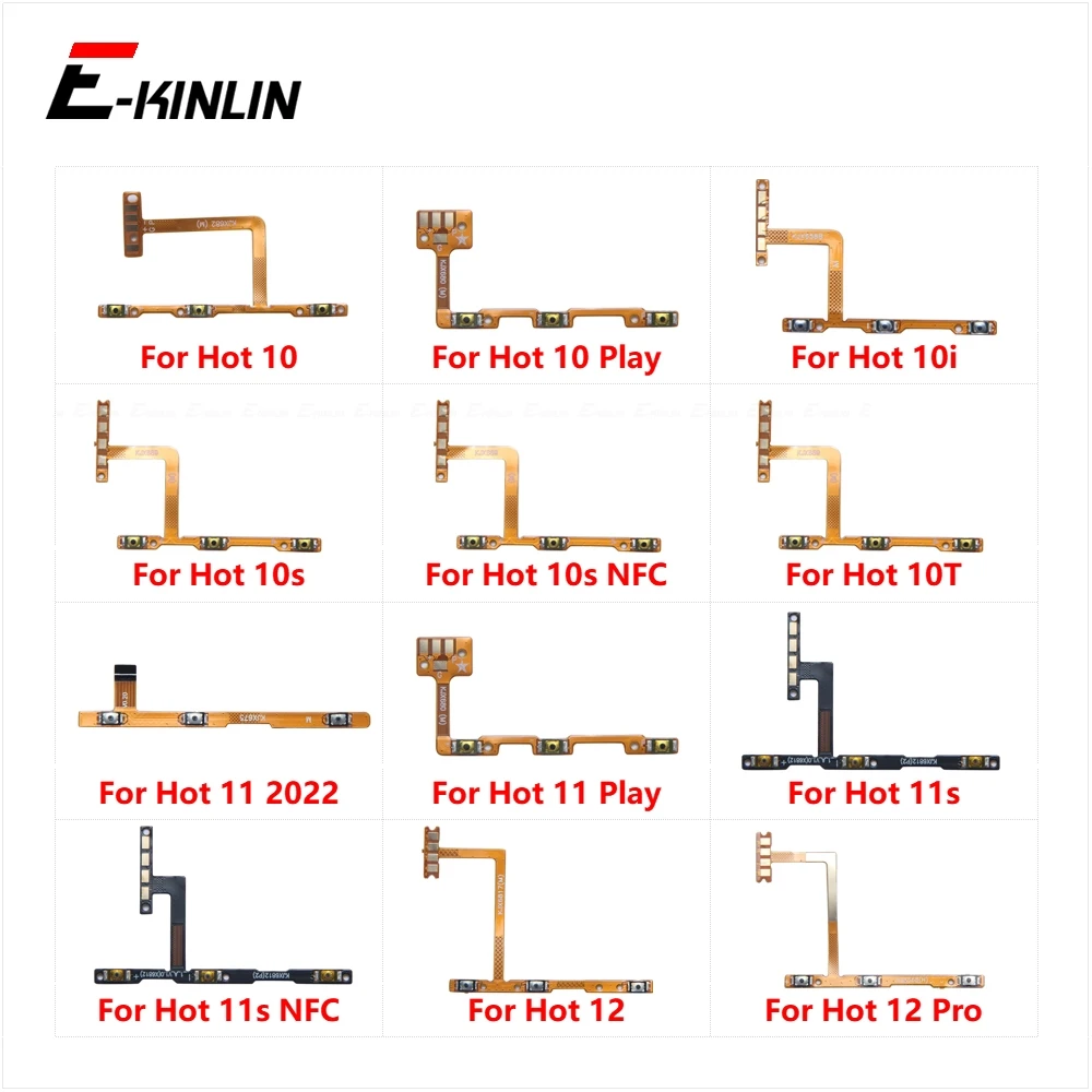 Switch Power ON OFF Key Mute Silent Volume Button Ribbon Flex Cable For infinix Hot 10 Play 10i 10s NFC 10T 11 2022 11s 12 Pro