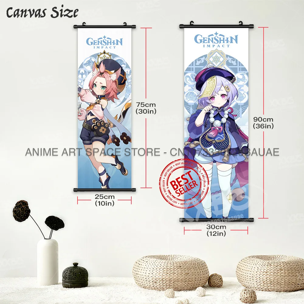 Genshin Impact Hängegemälde Kawaii Klee Spiel Dekorative Poster Kujo Sara Scrolls Bild Mona Home Decor Lisa Wandkunstwerk – Detail 5