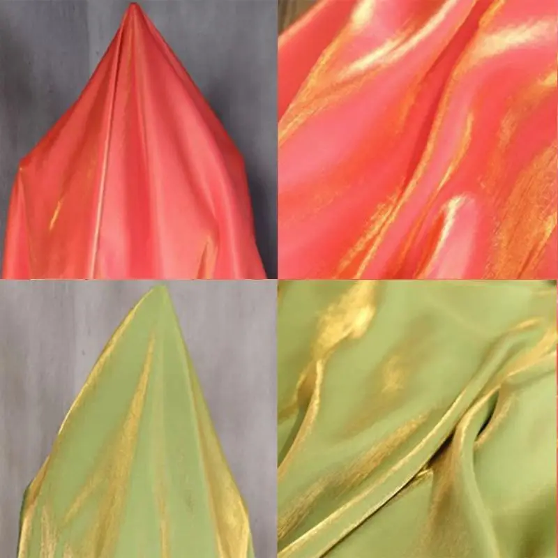 Glass Silk Satin Gradient Fabric Shiny Silky Delicate High Drape Formal Dress Wedding Dress Shiny Clothing Fabric