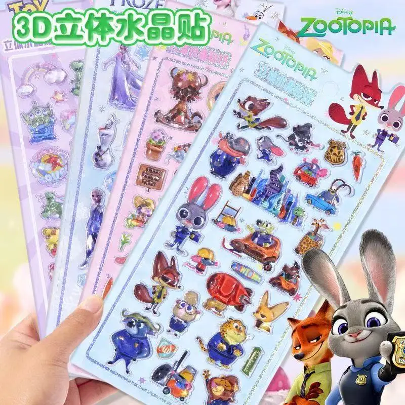 Zootopia 3D Crystal Sticker Cute Judith Nick Stationery Paster Kids Notebook Luggage Box Decor Children Classic Toy Gift