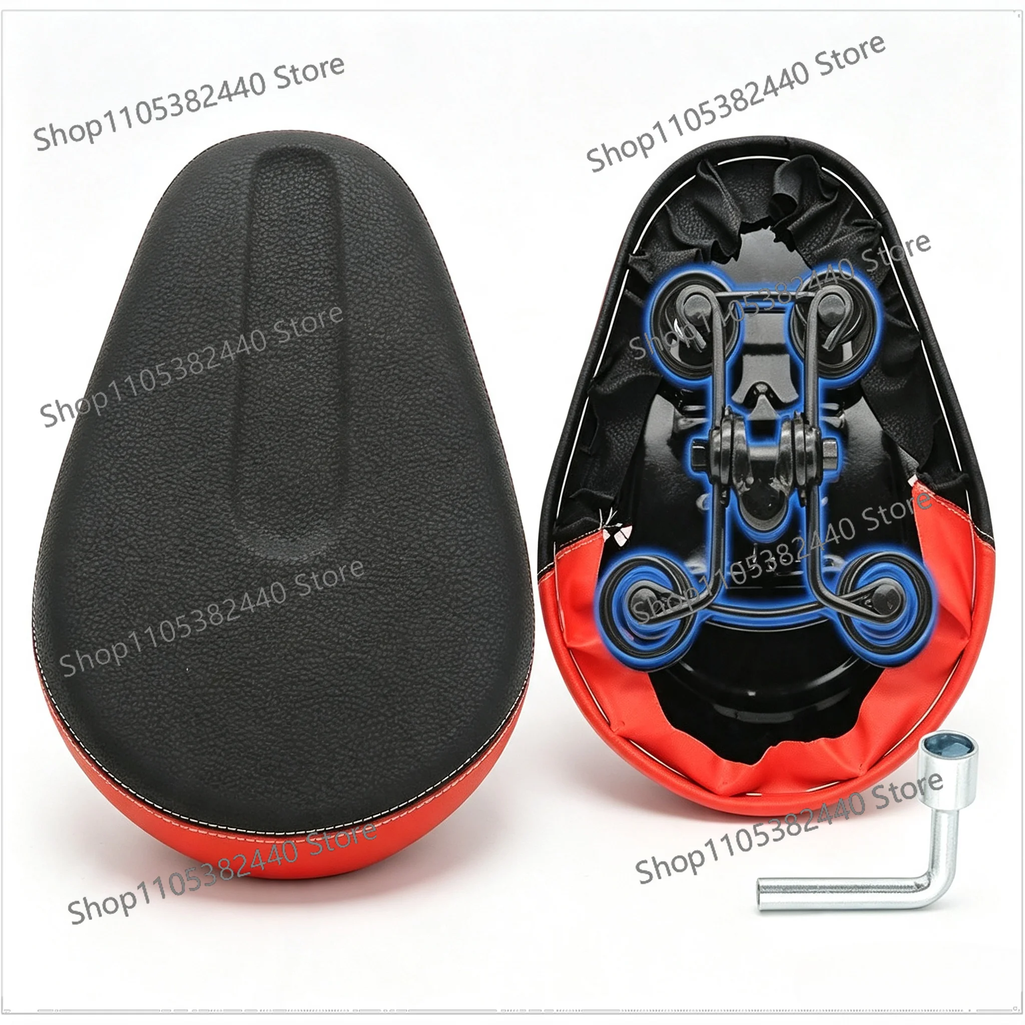 Battery car seat cushion, seat thickened four-spring seat, electric bicycle saddle comfortable and shockproof universal seat
