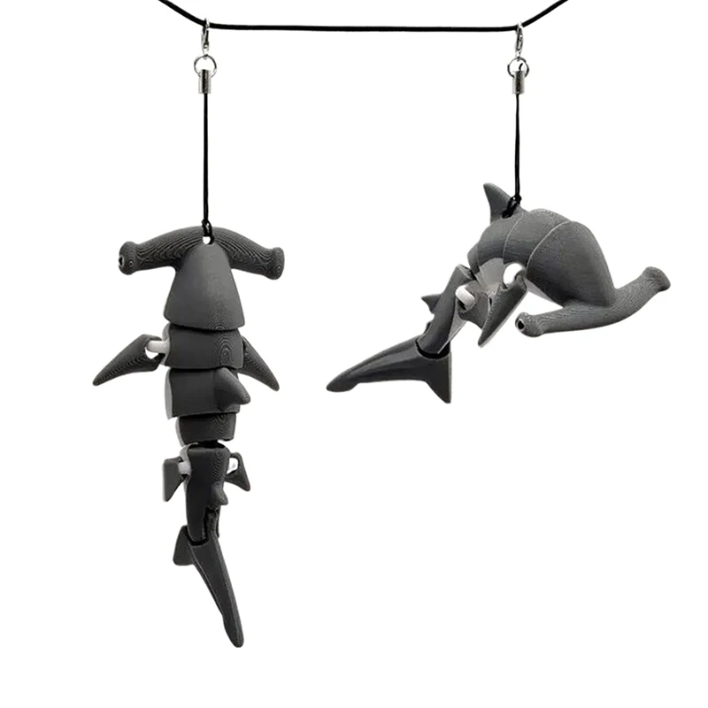 Hammerhead Shark Keychain 3D Animals Backpack Pendant Posable Flexible Purse Backpack Handbags Decor