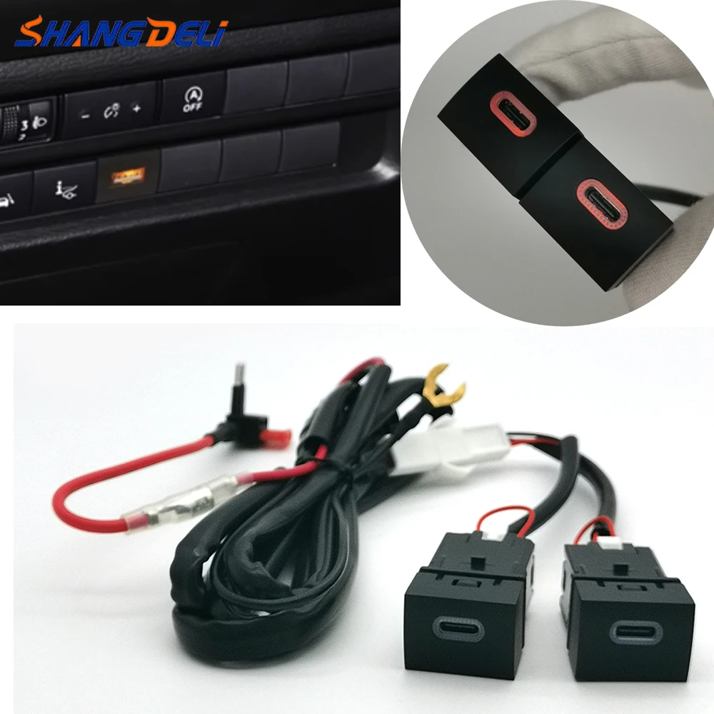 

1PC Car Charger Socket Dual Type-C PD Charging Outlet Power Adapter Interface Socket For Mitsubishi Outlander 2023