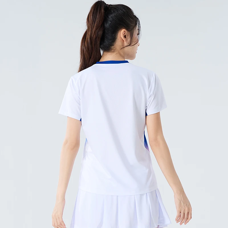 Fotografia 5: Badminton Training Tee Mulheres Summer Table Tennis 3D Print Jersey Quick Dry Respirável Sports Gym V Collar Golf Manga Curta