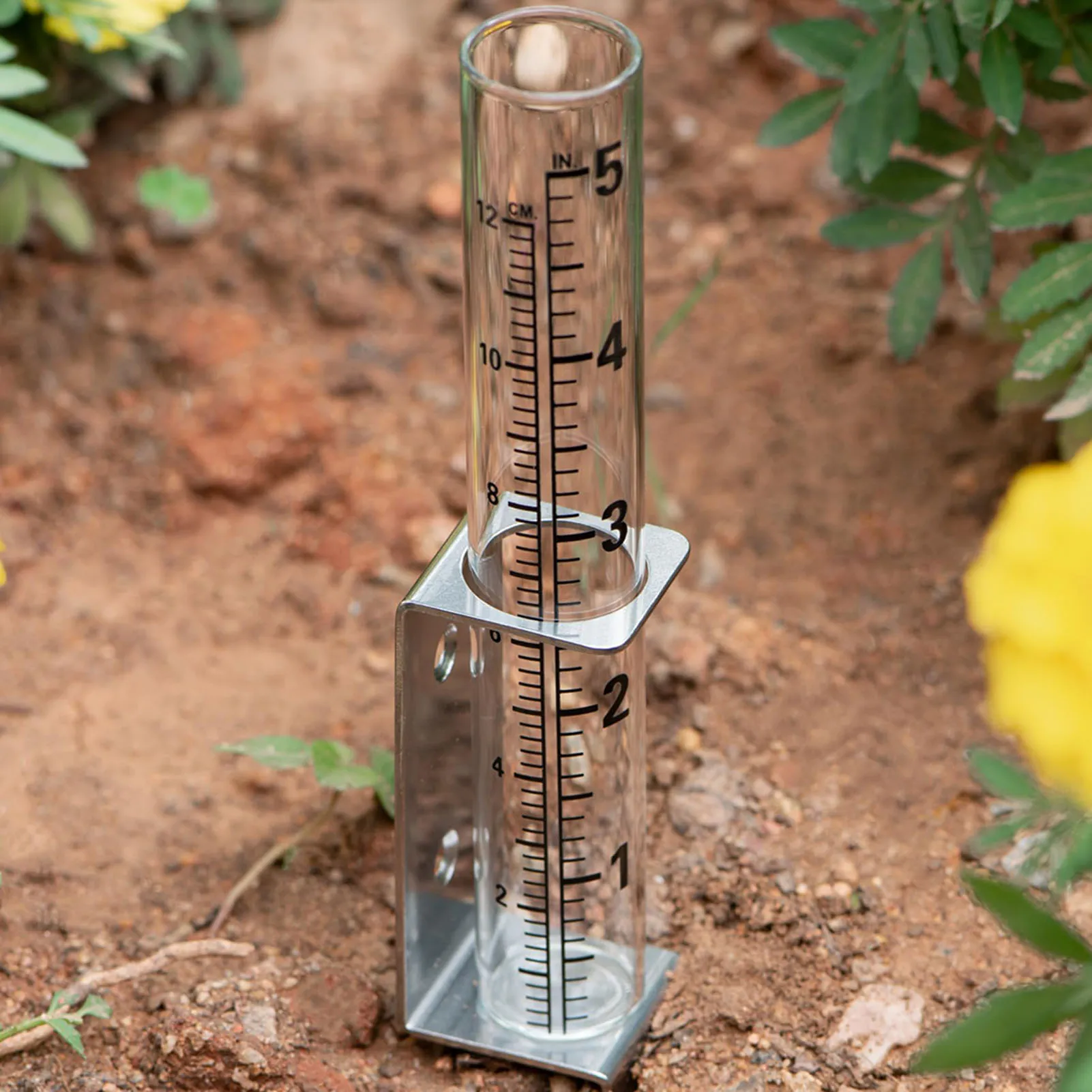 Rain Gauge with Mounting Rack Durable Stainless Steel Rack Rain Gauge for Garden Farm Rain Measuring