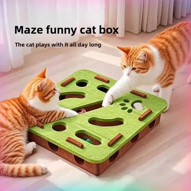 

Cat toy bell balls Dig hole funny box felt maze hole Interactive Cats Game self-exciting tool kitten pet cat puzzle teasing cat