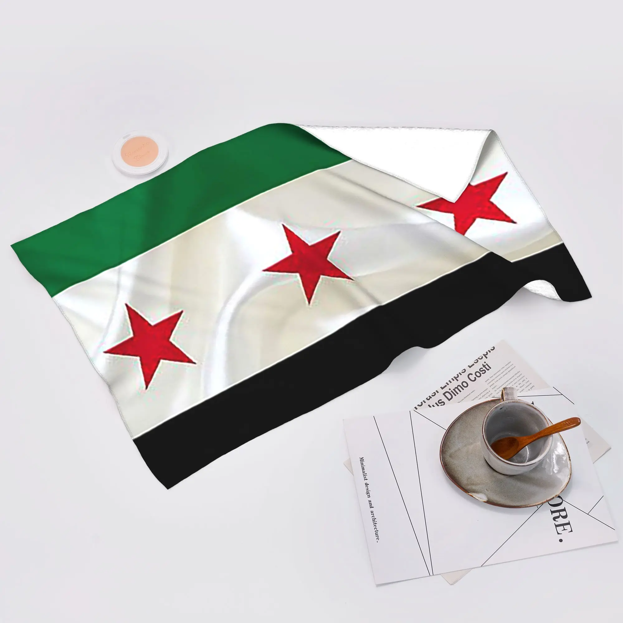 Custom Syria Independence Flag Soft Face Towel Quick Dry Pool Bath Cotton Towels Absorbent