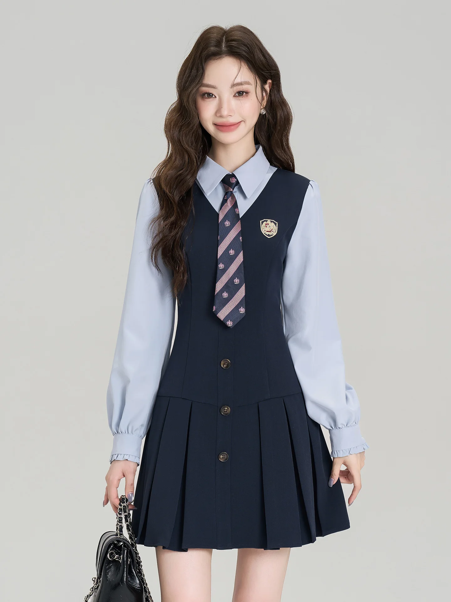 

Ретро-юбка в студенческом стиле для женщин, весна-осень, новая модель, А-силуэт, плиссированная, с высокой талией, на молнии