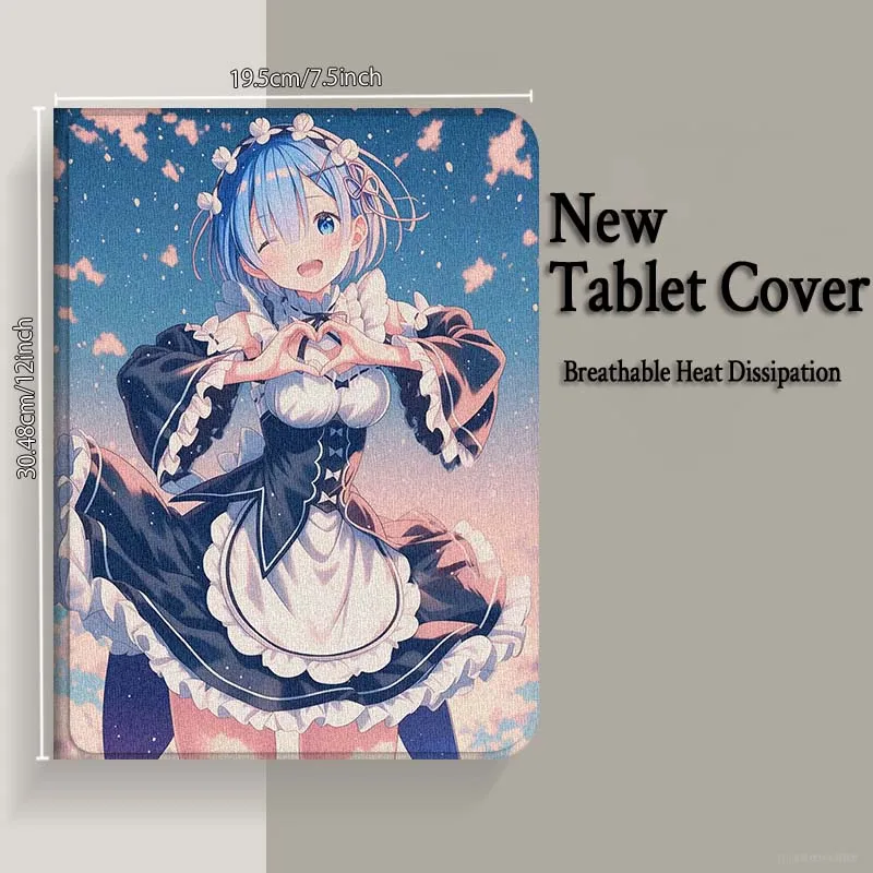 Rem Art Cartoon Anime لهاتف سامسونج جالاكسي تاب S9 S10 S6 S7 S8 FE Plus Lite بوصة غطاء قابل للطي حافظة لوحي #3