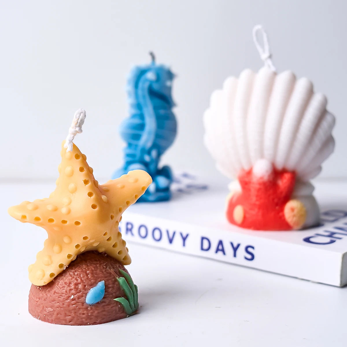 Ocean Series Silicone Candle Molds DIY Starfish Shell Coral Seahorse Gypsum Resin Mould Home Decor Aquarium Accessories 3D Craft