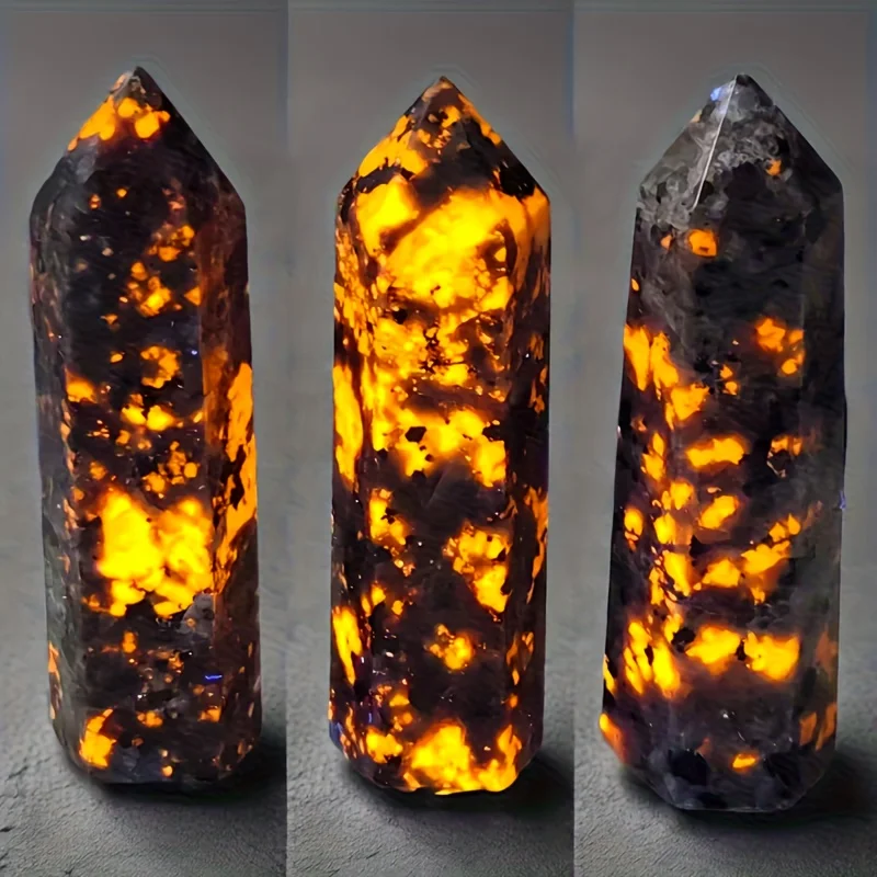 1 pièce Tour volcanique phosphorescente sous lumière noire, colonne de flamme fluorescente réactive pour la fabrication de bijoux, décoration intérieure