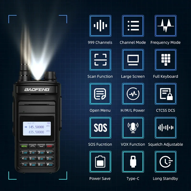 P15UV Baofeng Walkie Talkie Type-C Charging AM 108-136mhz UV-15 Pro Max V2 FM Radio UV999 Pro Max Long Range Communication Radio