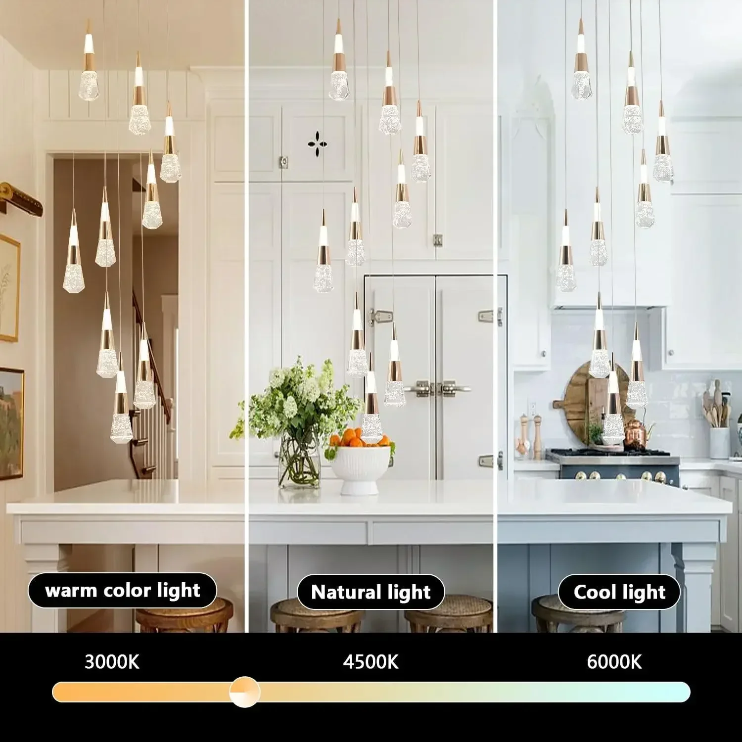 GHEUVNJ Modern Chandelier, 9 Light Gold Led Chandelier for Dining Room Dimmable with Remote,High Ceiling Hanging