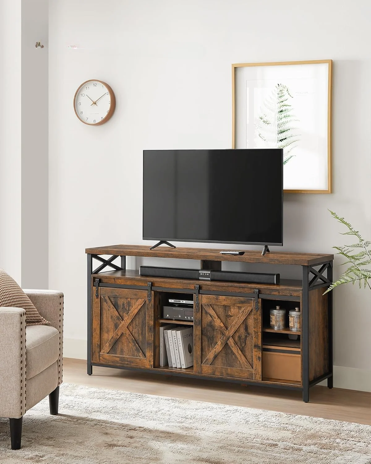 

TV Stand for 65 Inch TV, Entertainment Center, TV Table and Console, TV Cabinet with Adjustable Shelves, Industrial Design