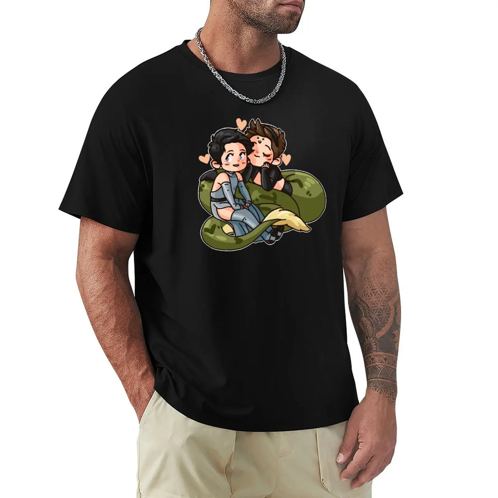 

Angel and Naga Chibis T-Shirt luxury t-shirt summer shirt anime mens graphic t-shirts hip hop