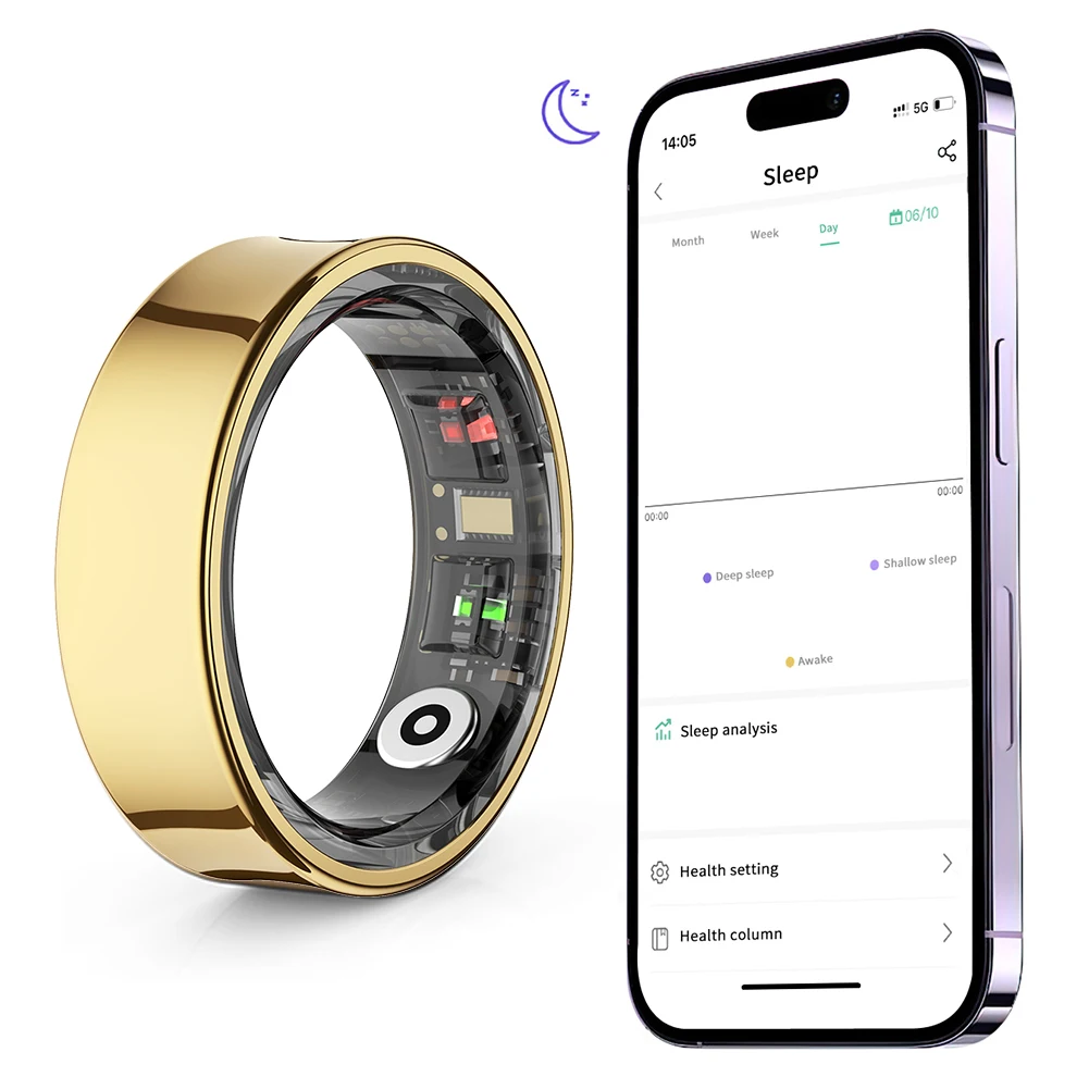 R09 Smart Ring Wasserdichter Körpertemperatur-Gesundheits- und Schlafüberwachung Herzfrequenz Blutsauerstoff Schlafüberwachung mit Ladeetui