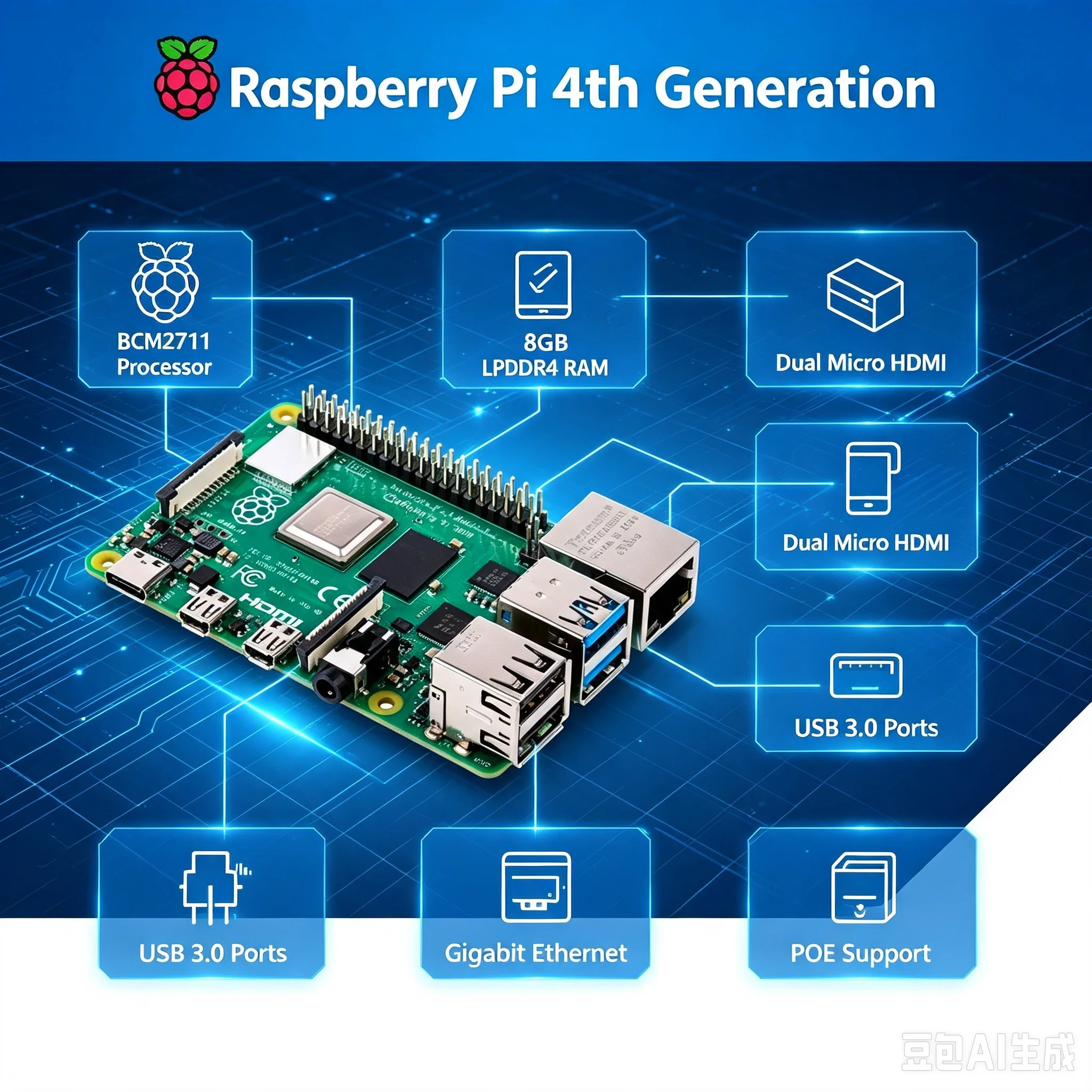 Raspberry Pi 4 Model B 8GB Development Board Linux Kit 2GB 4GB