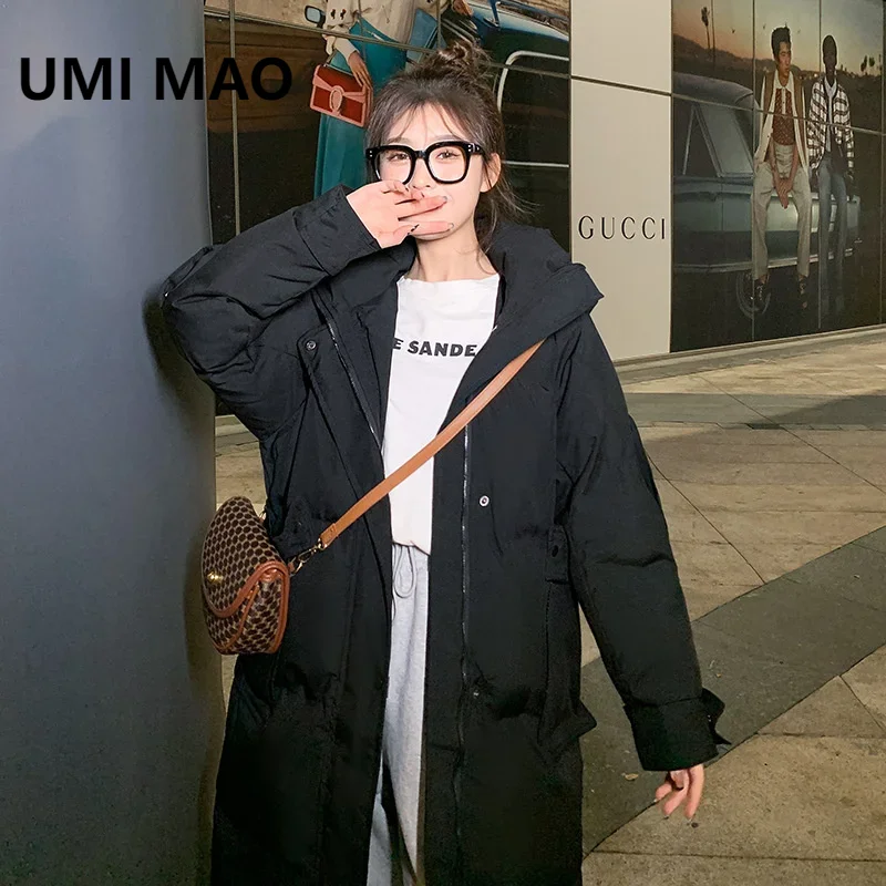 UMI MAO Winter Jacket New Thickened Down Cotton Clothes Women's Over-the-knee Mid-length Fashion Padded Jackets Trendy Coat