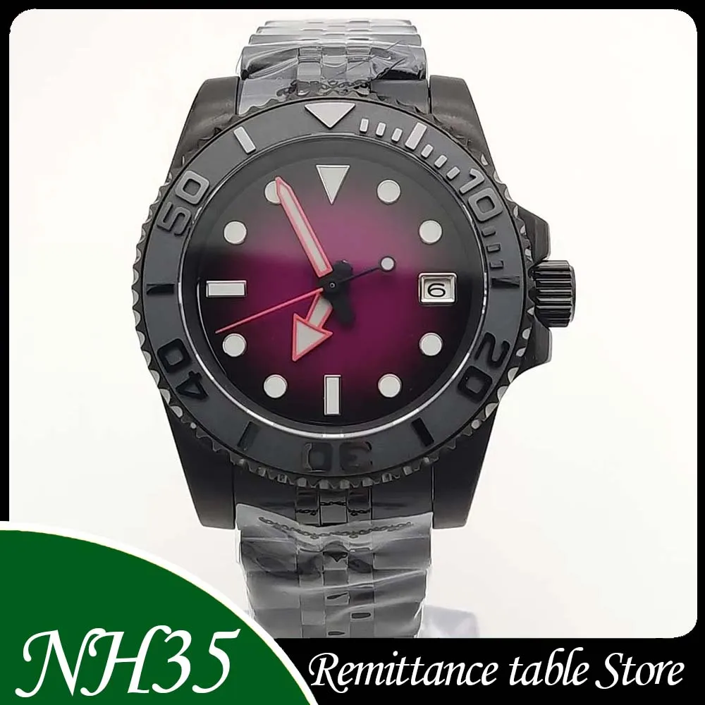 PARNSRPE leisure business machinery fashion watches NH35 movement gradient dial waterproof crown sapphire crystal men.