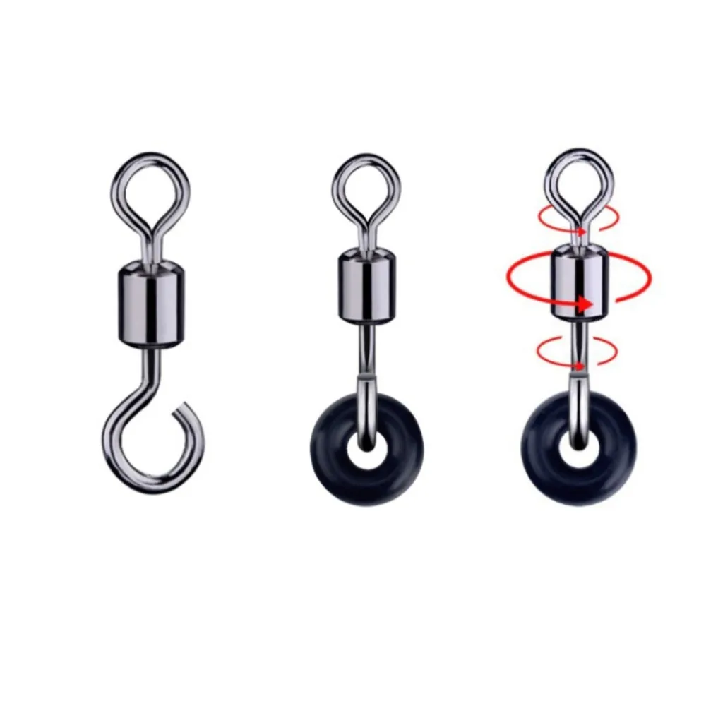 Tackle Bait Connection Tool 8 Shape Single Hook Rolling Swivel Fishing Connector Opening Rotating Ring Opening Fishing Swivel