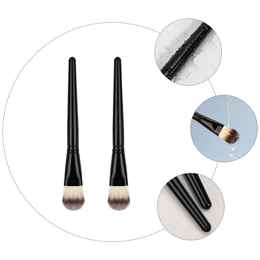 2 Pcs Facial Mask Brush Beauty Applicator Nylon Stick Black Excellent Craft Ideal Gift Female Friends Birthday Christmas Spread