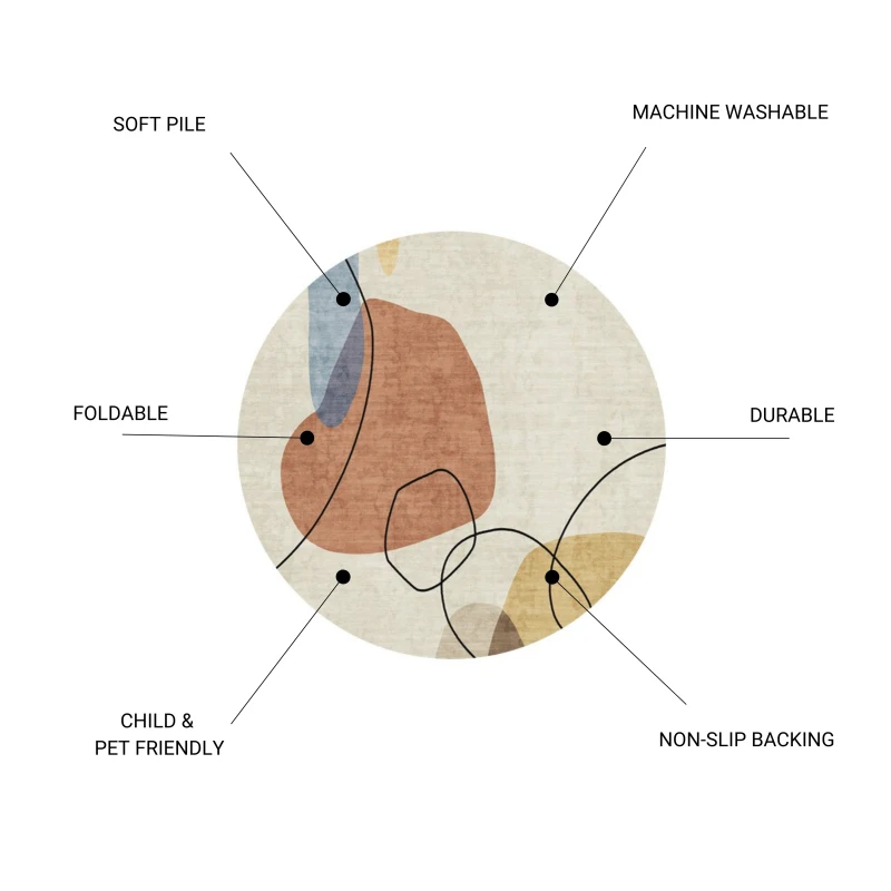 RABBIT G8070-2 - 41 x - 41 Washable Non-Slip Round Rug